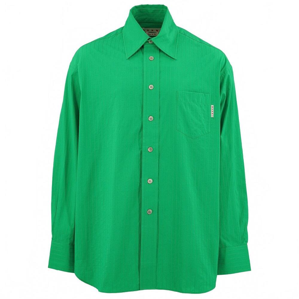 NEW MARNI men's textured button up in green